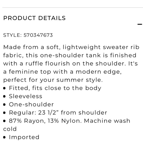 WHBM One Shoulder Tank - NWT - Picture 5 of 10